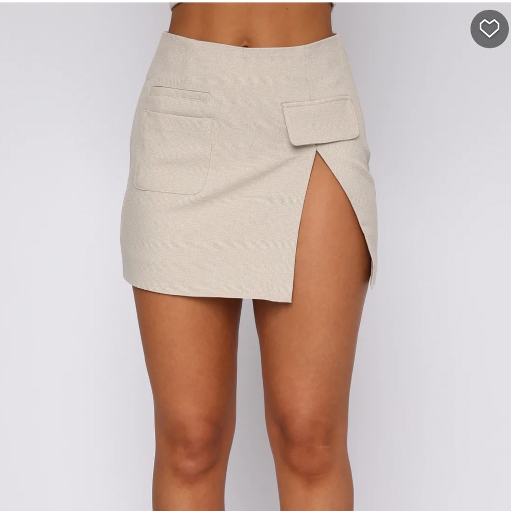 On The List mini skirt from White Fox Boutique in Beige